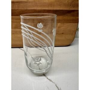 Vintage Anchor‎ Hocking White Swirls and Flowers Tumblers | Set of 7